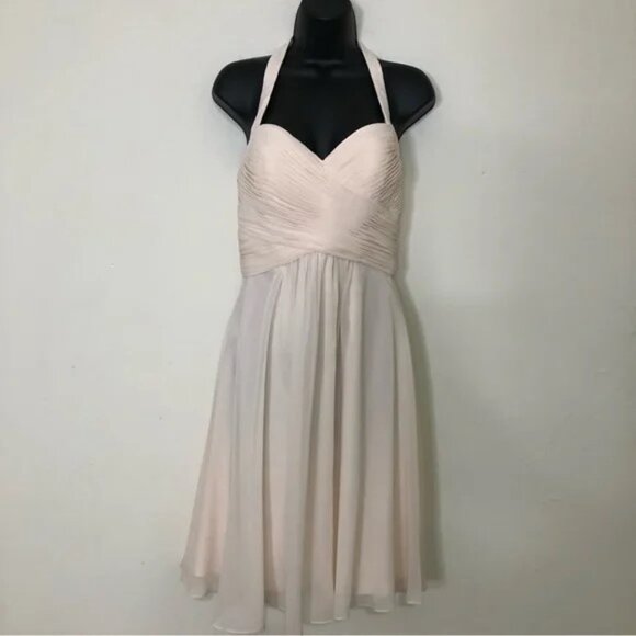 Halter Top Pleated Bodice Short Dress in Pale Pink -Size: 4 NWT - Picture 1 of 9